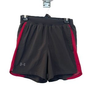 Under Armour Shorts Running Men's Sz Medium Grey Burgundy Gym Heatgear